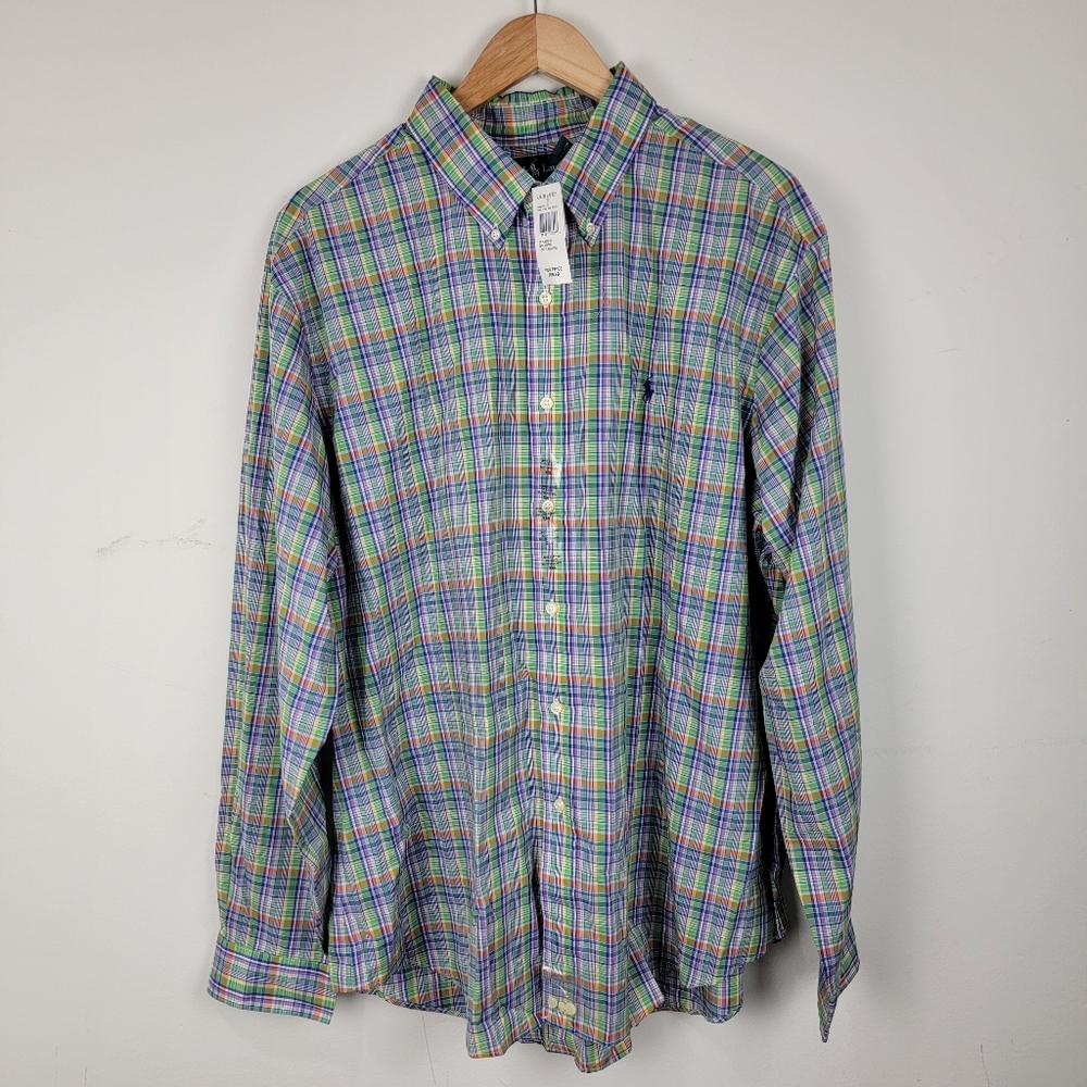 Ralph Lauren Shirt Classic Fit Mens XXL Multicolor Plaid Button Down Western